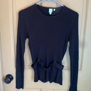 SHU SHU basic black sweater women’s L made in Hong Kong